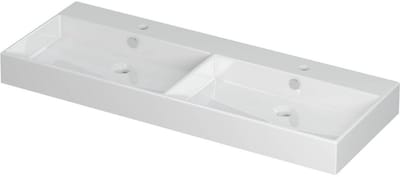 INK Unlimited Wastafel Porselein Dubbel met 2 Kraangaten - 1200x450x110 mm - Glans Wit