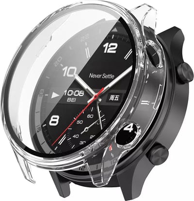 Strap-it Hard case hoesje met screen protector - geschikt voor de OnePlus Watch 2R (transparant)