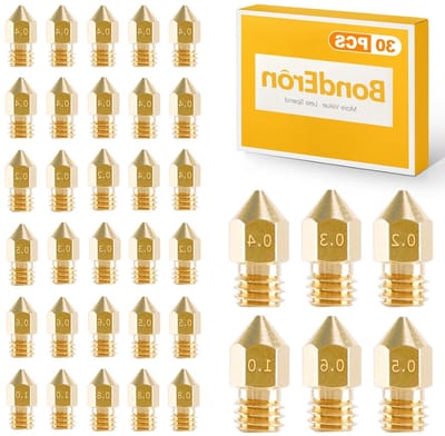 30-delige 3D Printer Mondstuk Set van Messing en RVS, Maten 0.2-1.0mm, Geschikt voor Ender 3 V2 en CR-10 Series, Ideaal voor Precisie en Kwaliteit