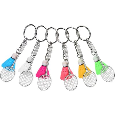 Lot de 6 mini porte-clés à suspendre, décoration à suspendre, simulation de badminton