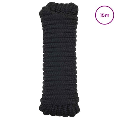 vidaXL - Boottouw - 10 - mm - 15 - m - Zwart - Polyester