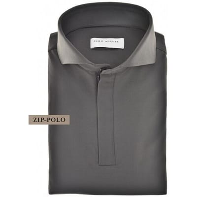 John Miller Polo Solid Color Hyperstretch Zip Cutaway Collar Donker Groen / male