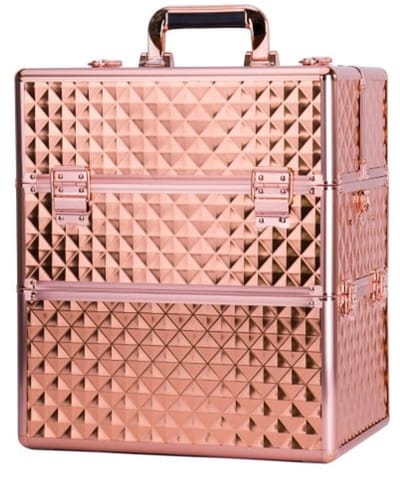 Beauty Koffer -rose gold - Opbergvakken - Slot - Opberg Koffer - Nagel benodigdheden - Nagel Koffer - Hobby Koffer 24x42x35cm.,