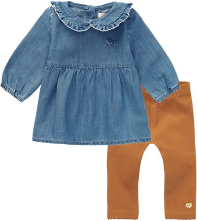 Noppies - Kledingset - 2 delig - Jurk Acariqua blauw - Legging Montaque Roasted Pecan - Maat 68