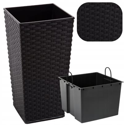 Lamela Finezja Rotan Pot Z Inleg - Zwart 40x40x75cm
