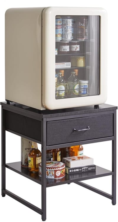 Dailygoods- Bijzettafel met Verstelbare Opbergplank - Grote Tafelstandaard - Printerstandaard - Koffietafel - Zwart - 50 cm x 50 cm x 56 cm - Salontafel
