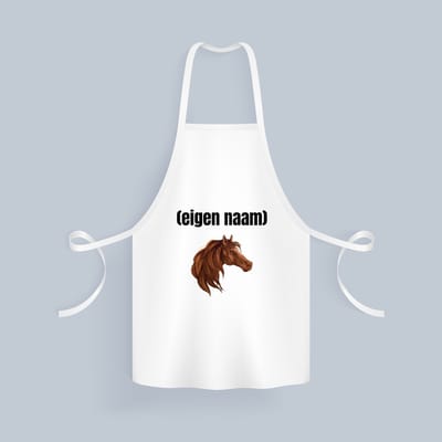 Akyol - paardenkop met eigen naam Keukenschort - Paarden - paarden liefhebbers - iemand die houdt van paarden - verjaardag - cadeau - kado - 82 bij 71 cm