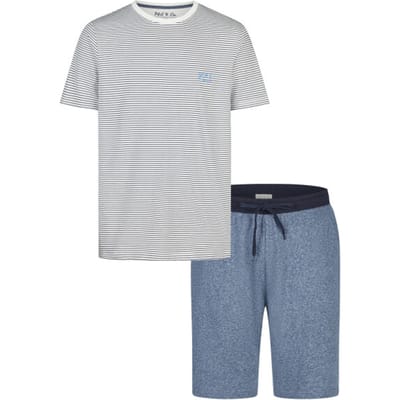 Phil & Co Heren Shortama Korte Pyjama Set Grijs Gestreept - Maat M