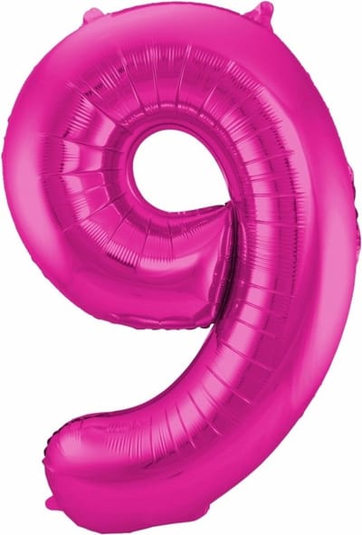 Folat Verjaardag Leeftijd folieballon - 9 jaar - roze - 86 cm - cijferballon groot