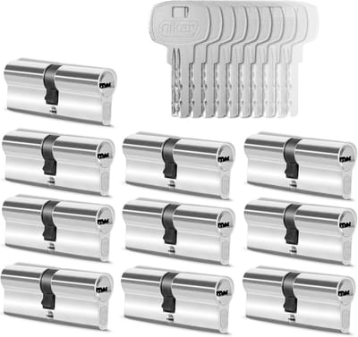 Set van 10 Gelijksluitende Cilindersloten 90mm (45/45) - Inclusief 50 Sleutels