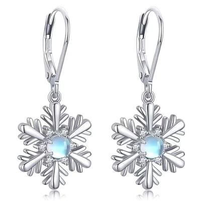 zilverkleurige Oorbellen met Sneeuwvlok Design
