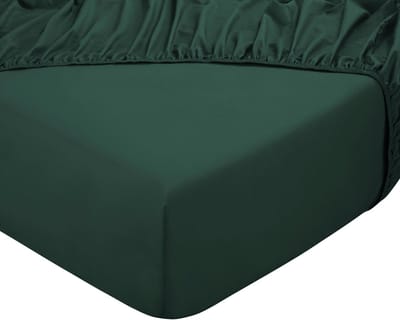 DoubleDry Hoeslaken 100% Natuurlijk Katoen - Eenpersoons 90x200 cm - Zacht & Ademend - Rondom Elastiek - Donkergroen
