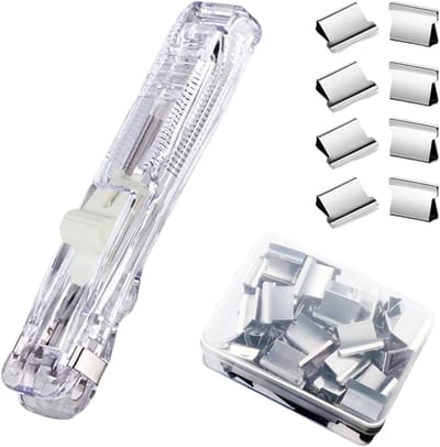 Mini Nietmachine Set - Draagbare Nietmachine - Kantoor Thuis School - Transparant Ontwerp - 118 x 23 cm - Zilver