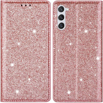 Coverup Hoesje - Geschikt voor Samsung Galaxy S24 Plus Hoesje - Coverup Glitter Book Case - Rose Gold