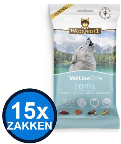 15x Wolfsblut - VetLine Snack Dental - Hondenvoer Snacks - 180 g