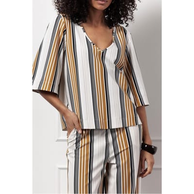 Studio Anneloes Cilou Stripe Top Multi Color Maat: XS | Blouses Outlet | Dames | Bruin