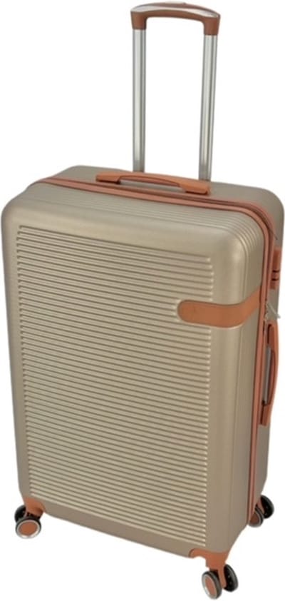 AATravel® Reiskoffer M - Luxe ABS Trolley - Met Dubbele wielen - Koffer 67 cm - 360° Spinners - 70 Liter - Champagne