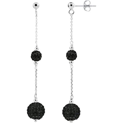 Duo Oorbellen Crystal Black Silver 925 - Pure Crystal