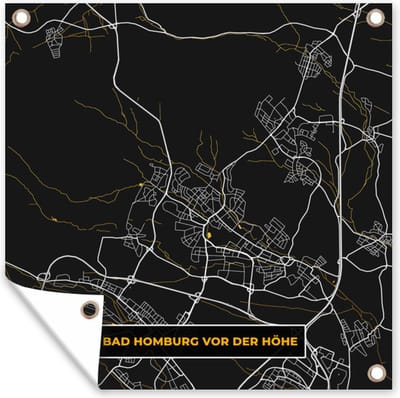 Tuin poster Bad Homburg vor der Höhe – Stadskaart – Gold – Plattegrond – Stadskaart – Kaart - Duitsland - 200x200 cm - Tuindoek