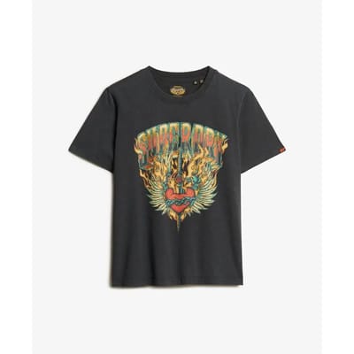 Superdry - Biker Rock Relaxed T-shirt met print - Dames - T-shirts