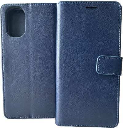 Portemonnee Bookcase Hoesje Geschikt voor: Motorola Moto E32 / E32s - Donker blauw