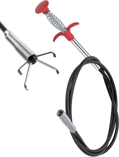 Afvoer Ontstopper - Reinigingsveer - Verstopte Afvoer - Sterk Flexibel - 90 cm - Zilver