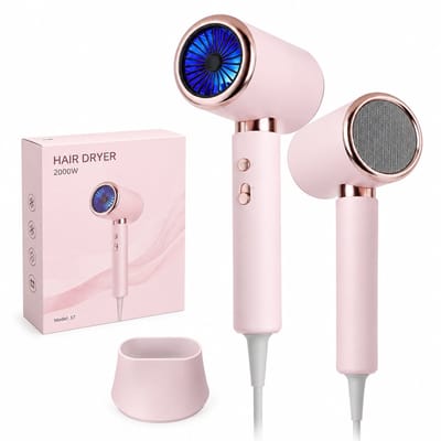 Haardroger - 2000 W - 5 snelheden met warme en koude lucht - geconcentreerd mondstuk - roze