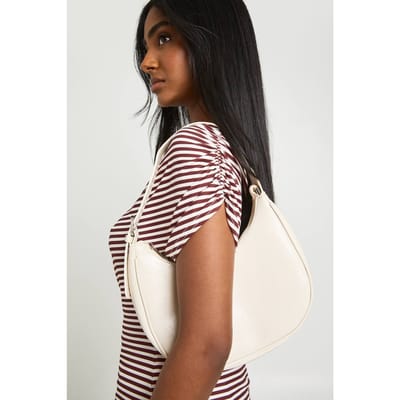 boohoo Dames Halfmaan Schoudertas | Ecru