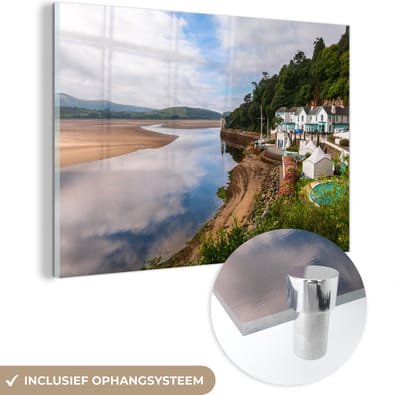 ® Glasschilderij 180x120 cm - Schilderij acrylglas - Portmeirion bij Gwynedd Verenigd Koninkrijk - Foto op glas - Muurdecoratie woonkamer - Wanddecoratie slaapkamer - Schilderijen