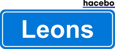 Hacebo - Plaatsnaam Sticker - 29x10 CM - Leons sticker - Verkeersborden sticker - grappige cadeaus - Leons
