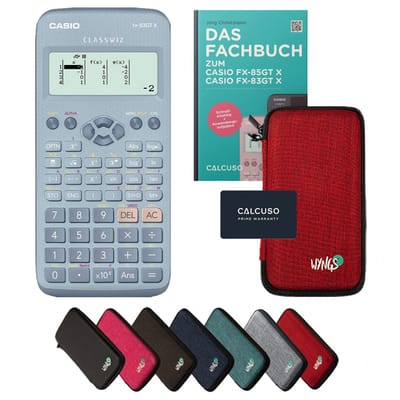 Casio fx-83GT X incl. beschermhoes Rood & vakboek (64 pagina's, DIN A5) – Wetenschappelijke rekenmachine – Smart Set