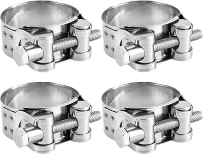 4 stuks scharnierboutklem, roestvrij staal, 40-43 mm, uitlaatklem, gewrichtbouten, slangklemmen van roestvrij staal 304, extra sterk dankzij spanbouten, waterdichte uitlaatklem voor slangen, buizen