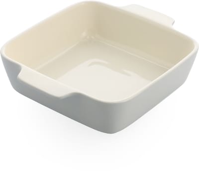 Dagelijkse kost vierkante ovenschaal 25x 22 cm - aardewerk - ovenbestendig tot 260 graden - vaatwasserbestendig - Lichtgrijs