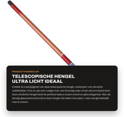 Dailygoods- Handhengel Telescoop - Ultra Licht - Harde Visuitrusting - Zoetwater - Vaste Stok - Geschikt voor Beginners - Vishengel