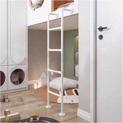 Stapelbed Ladder - Hoogslaper Ladder Bedladder - Veilig Klimmen - Bredere Antislip Treden - 762 cm - Wit