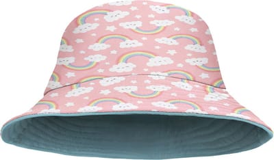 Yucka - Bucket Hat - Vissershoedje - Hoedje - Kinderen - Regenboog - Rainbow - Reversible - 4 t/m 7 jaar - 52 cm - roze - lichtblauw