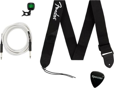 Fender Gitaar Accessories Starter Pack - Gitaar Kabel - Stemapparaat - Gitaarriem - Specter Plectrum