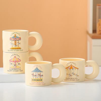 Keramische Mok Leuke Cartoon Melkbeker Hoge Temperatuur Drinkwaterbeker Koppelbeker Kantoor 301-400ml