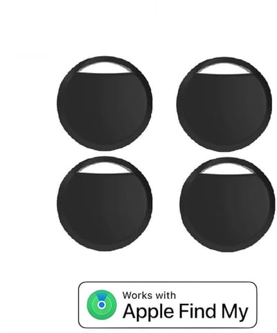 BlueTime - 4 stuks - Slimme Bluetooth Tag - Draadloze Sleutelhanger Tag met Geluidssignaal, Locatie delen & Lost Mode – Ideaal voor Sleutels, Portemonnee & Bagage - Geschikt voor Apple Find My