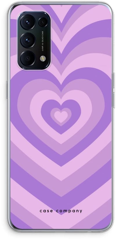 Case Company® - Hoesje geschikt voor Oppo Find X3 Lite hoesje - Hart Paars - Soft Cover Telefoonhoesje - Bescherming aan alle Kanten en Schermrand