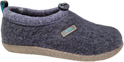 Q Fit Cato Blauwe Wollen Gesloten Dames Pantoffels - Blauw - 36