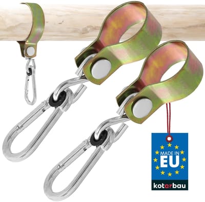 KOTARBAU® 2 Stuks Schommelhaak met Karabijnhaak, Verzinkt Staal, ⌀ 50 mm, Goud, Schommelhaak, voor Houten Balken, Schommelhaken, Schommel Hanger