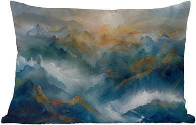 Buitenkussens - Tuin - Abstract - Landschap - Bergen - Blauw - Modern - 50x30 cm