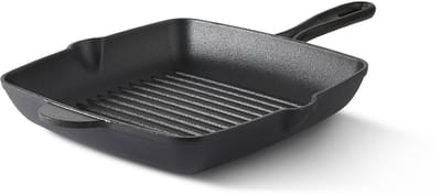 ISENVI Byron - Gietijzeren Grillpan - 28 cm - Geschikt voor BBQ & Inductie - Skillet Pan - PFAS, PTFE Vrij - Alle Warmtebronnen - Zwart