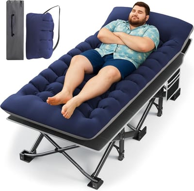 Extra Brede Campingbed met Matras - Inklapbaar en Sterk Draagvermogen