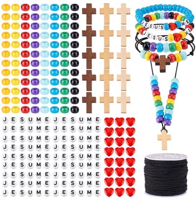 Dailygoods- Kralenarmbandset 36 stuks - Regenboogkralen - Hartkralen
