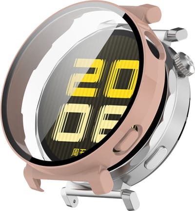 Watch case screenprotector - hoesje - gehard glas - geschikt voor Huawei Watch GT 5 Pro (42 mm) - roze