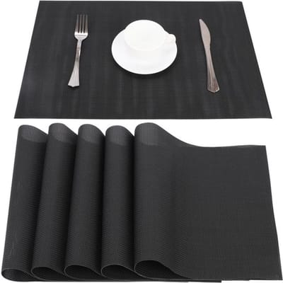 Allecto - Pvc Placemats - Onderzetters voor Tafel - Zwart