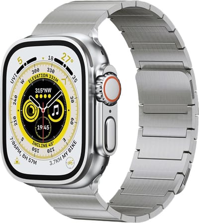 Stravo Magnetische Sluiting Apple Watch Metalen Bandje - Zilver - Geschikt voor Apple Watch 42mm (Series 11/10), 41mm (Series 9/8/7), 40mm (Series 6/5/4, SE 1/2/3), 38mm (Series 3/2/1) - Luxe Zakelijke RVS Horlogebandje