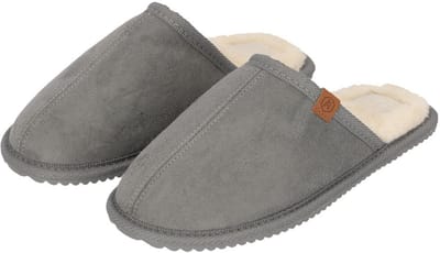 Heat Essentials - Suede Pantoffels Dames - Grijs - 39/40 - Pantoffels Dames - Instap Sloffen Dames